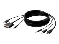 Belkin Secure KVM Combo Cable - Video/USB/audiokabel - TAA Compliant - USB, ministekker, DVI-D (M) naar USB type B, ministekker, HDMI (M) - 1.83 m - passief, 4K ondersteuning - zwart