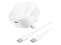 Belkin BOOST CHARGE - Adaptateur secteur - compact - 45 Watt - Fast Charge, PD 3.1/PPS (USB-C) - sur le câble : USB-C - Royaume-Uni - avec câble USB-C (1 m)