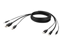 Belkin Secure KVM Combo Cable - Video/USB/audiokabel - TAA Compliant - USB, ministekker, Mini DisplayPort (M) naar USB type B, ministekker, DisplayPort (M) - 3.05 m - passief, 4K ondersteuning - zwart
