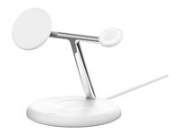 Belkin BoostCharge Pro 3-in-1 - Draadloze oplaadstandaard - magnetisch met Qi2 + netadapter - 15 Watt - Fast Charge - wit