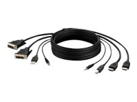 Belkin Secure KVM Combo Cable - Video/USB/audiokabel - TAA Compliant - USB, ministekker, DVI-D (M) naar USB type B, ministekker, HDMI (M) - 1.83 m - passief, 4K ondersteuning - zwart