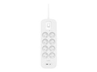 Belkin Connect - Overspanningsbeveiliger - met USB-C- en USB-A-poorten - uitgangen: 8 - 2 m kabel