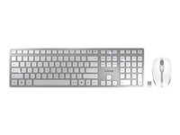CHERRY DW 9100 SLIM - Toetsenbord en muis set - draadloos - 2.4 GHz, Bluetooth 4.0 - VS met Euro-symbool - wit, zilver