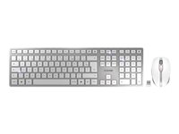 CHERRY DW 9100 SLIM - Keyboard and mouse set - wireless - 2.4 GHz, Bluetooth 4.2 - AZERTY - French - white, silver