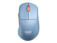 CHERRY Xtrfy M64 - Muis - ergonomisch - optisch - 5 knoppen - draadloos - 2.4 GHz - USB draadloze ontvanger - blauw