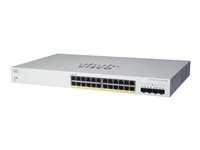 Cisco Business 220 Series CBS220-24FP-4G - Commutateur - intelligent - 24 x 10/100/1000 (PoE+) + 4 x Gigabit SFP (liaison montante) - Montable sur rack - PoE+ (382 W)