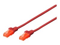 DIGITUS Professional - Verbindingskabel - RJ-45 (M) naar RJ-45 (M) - 50 cm - UTP - CAT 6e - gevormd, zonder haken - rood