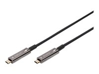 DIGITUS - Câble USB - USB-C (M) pour USB-C (M) - DisplayPort 1.2 - 20 m - Active Optical Cable (AOC), support pour 4K60Hz, prise en charge de 1920 x 1080 à 120 Hz, prise en charge du mode DP Alt - noir