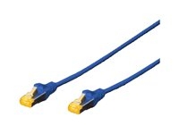 DIGITUS - Verbindingskabel - RJ-45 (M) naar RJ-45 (M) - 3 m - SFTP - CAT 6a - afgeschermd, halogeenvrij, zonder haken - blauw
