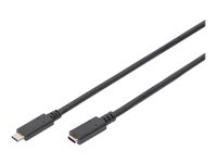 DIGITUS - USB-verlengkabel - USB-C (M) naar USB-C (V) - 20 V - 3 A - 2 m - 4K ondersteuning - zwart