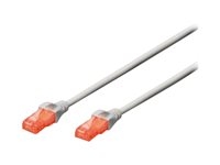 DIGITUS Professional - Verbindingskabel - RJ-45 (M) naar RJ-45 (M) - 5 m - UTP - CAT 6 - halogeenvrij, gevormd, zonder haken - grijs