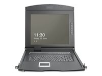 Digitus - Console KVM avec commutateur KVM - 16 ports - US - 19" - rack-montable - 1920 x 1080 Full HD (1080p) @ 60 Hz - 1000:1 - RAL 9005, noir - 1U