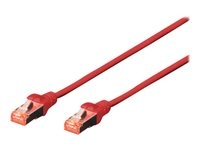 DIGITUS Professional - Verbindingskabel - RJ-45 (M) naar RJ-45 (M) - 2 m - SFTP, PiMF - CAT 6 - IEEE 802.3 - halogeenvrij, gevormd, zonder haken, met strengen - rood (pak van 10)