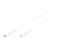 DIGITUS - Câble Lightning - USB-C mâle pour Lightning mâle - 1 m - double blindage - blanc - moulé, Alimentation USB (18 W)