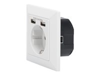 Digitus Socket with 2 USB ports - Power adapter (power, 2 x USB) - white, RAL 9003