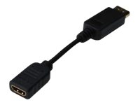DIGITUS - Adaptateur vidéo - DisplayPort mâle pour HDMI femelle - 15 cm - double blindage - noir