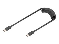 DIGITUS - Câble USB - USB-C (M) pour USB-C (M) - USB 2.0 - 20 V - 3 A - 1 m - USB Power Delivery (60W), spirale - noir