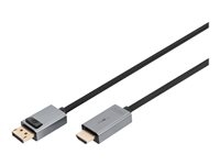 DIGITUS - Adaptateur vidéo - DisplayPort mâle pour HDMI mâle - 3 m - double blindage - noir - bouton-pression, prend en charge la 4K (3840 x 2160)