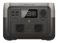 EcoFlow RIVER 2 Max - Centrale électrique portable - AC 220-240/ DC 11-50/12/24 V - 1000 Watt - phosphate de fer et de lithium - 512 Wh - Wi-Fi, Bluetooth - connecteurs de sortie : 9 - Europe