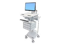 Ergotron - Chariot - architecture ouverte - pour écran LCD/équipement PC - médical - plastique, aluminium, acier zingué - gris, blanc, aluminium poli - Taille d'écran : jusqu'à 24 pouces - sortie : CA 230 V - 66 Ah - Acide de plomb - Conformité TAA