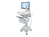 Ergotron - Chariot - pour écran LCD/équipement PC - médical - aluminium, acier zingué, plastique haute qualité - gris, blanc, aluminium poli - Taille d'écran : jusqu'à 24 pouces - sortie : CA 230 V - 40 Ah - lithium - Conformité TAA