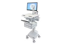 Ergotron - Chariot - pour écran LCD/équipement PC - médical - aluminium, acier zingué, plastique haute qualité - gris, blanc, aluminium poli - Taille d'écran : jusqu'à 24 pouces - sortie : CA 230 V - 66 Ah - Acide de plomb - Conformité TAA