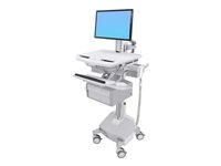 Ergotron Cart with LCD Pivot, LiFe Powered, 2 Tall Drawers - Chariot - architecture ouverte - pour écran LCD/équipement PC - verrouillable - médical - aluminium, acier zingué, plastique haute qualité - Taille d'écran : Jusqu'à 22 pouces - 40 Ah - lithium - Conformité TAA