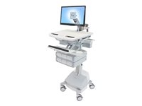 Ergotron - Chariot - architecture ouverte - pour écran LCD/équipement PC - médical - aluminium, acier zingué, plastique haute qualité - gris, blanc, aluminium poli - Taille d'écran : jusqu'à 24 pouces - sortie : CA 230 V - 66 Ah - Acide de plomb - Conformité TAA
