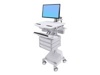 Ergotron Cart with LCD Arm, SLA Powered, 3 Drawers - Chariot (support uniquement) - architecture ouverte - pour écran LCD/équipement PC - verrouillable - médical - aluminium, acier zingué, plastique haute qualité - Taille d'écran : jusqu'à 24 pouces - sortie : CA 230 V - 66 Ah - Acide de plomb - Conformité TAA