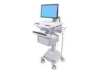 Ergotron Cart with LCD Arm, LiFe Powered, 2 Tall Drawers - Chariot (support uniquement) - architecture ouverte - pour écran LCD/équipement PC - verrouillable - médical - aluminium, acier zingué, plastique haute qualité - Taille d'écran : jusqu'à 24 pouces - sortie : CA 230 V - 40 Ah - lithium - Conformité TAA