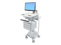 Ergotron - Chariot - architecture ouverte - pour écran LCD/équipement PC - médical - aluminium, acier zingué, plastique haute qualité - gris, blanc, aluminium poli - Taille d'écran : jusqu'à 24 pouces - sortie : CA 230 V - 40 Ah - lithium - Conformité TAA
