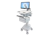 Ergotron Cart with LCD Arm, SLA Powered, 2 Drawers - Chariot (support uniquement) - architecture ouverte - pour écran LCD/équipement PC - verrouillable - médical - aluminium, acier zingué, plastique haute qualité - Taille d'écran : jusqu'à 24 pouces - sortie : CA 230 V - 66 Ah - Acide de plomb - Conformité TAA