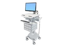 Ergotron Cart with LCD Arm, LiFe Powered, 9 Drawers - Chariot (support uniquement) - architecture ouverte - pour écran LCD/équipement PC - verrouillable - médical - aluminium, acier zingué, plastique haute qualité - Taille d'écran : jusqu'à 24 pouces - sortie : CA 230 V - 40 Ah - lithium - Conformité TAA