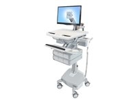 Ergotron - Chariot - architecture ouverte - pour écran LCD/équipement PC - médical - aluminium, acier zingué, plastique haute qualité - gris, blanc, aluminium poli - Taille d'écran : jusqu'à 24 pouces - sortie : CA 230 V - 40 Ah - lithium - Conformité TAA