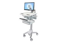 Ergotron - Chariot - architecture ouverte - pour écran LCD/équipement PC - médical - plastique, aluminium, acier zingué - gris, blanc, aluminium poli - Taille d'écran : jusqu'à 24 pouces
