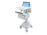 Ergotron - Chariot - architecture ouverte - pour Ordinateur portable / clavier / souris - médical - aluminium, acier zingué, plastique haute qualité - gris, blanc, aluminium poli - Taille d'écran : largeur 17,3 pouces - sortie : CA 230 V - 66 Ah - Acide de plomb - Conformité TAA