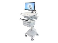 Ergotron - Chariot - architecture ouverte - pour écran LCD/équipement PC - médical - aluminium, acier zingué, plastique haute qualité - gris, blanc, aluminium poli - Taille d'écran : jusqu'à 24 pouces - sortie : CA 230 V - 66 Ah - Acide de plomb - Conformité TAA
