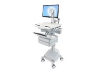 Ergotron Cart with LCD Pivot, SLA Powered, 2 Drawers - Chariot (support uniquement) - architecture ouverte - pour écran LCD/équipement PC - verrouillable - médical - plastique, aluminium, acier zingué - Taille d'écran : jusqu'à 24 pouces - sortie : 230 V - 66 Ah - Acide de plomb - Conformité TAA
