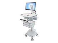 Ergotron Cart with LCD Pivot, SLA Powered, 4 Drawers - Chariot (support uniquement) - architecture ouverte - pour écran LCD/équipement PC - verrouillable - médical - aluminium, acier zingué, plastique haute qualité - Taille d'écran : jusqu'à 24 pouces - sortie : CA 230 V - 66 Ah - Acide de plomb - Conformité TAA