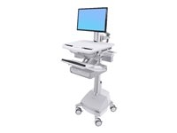 Ergotron Cart with LCD Pivot, SLA Powered double Drawer - Chariot (support uniquement) - architecture ouverte - pour écran LCD/équipement PC - verrouillable - médical - plastique, aluminium, acier zingué - Taille d'écran : jusqu'à 24 pouces - sortie : 230 V - 66 Ah - Acide de plomb - Conformité TAA