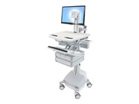 Ergotron - Chariot - pour écran LCD/équipement PC - médical - aluminium, acier zingué, plastique haute qualité - gris, blanc, aluminium poli - Taille d'écran : jusqu'à 24 pouces - sortie : CA 230 V - 66 Ah - Acide de plomb - Conformité TAA