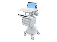Ergotron - Chariot - architecture ouverte - pour Ordinateur portable / clavier / souris - médical - aluminium, acier zingué, plastique haute qualité - gris, blanc, aluminium poli - Taille d'écran : largeur 17,3 pouces - sortie : CA 230 V - 66 Ah - Acide de plomb - Conformité TAA