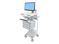 Ergotron - Chariot - architecture ouverte - pour écran LCD/équipement PC - médical - aluminium, acier zingué, plastique haute qualité - gris, blanc, aluminium poli - Taille d'écran : jusqu'à 24 pouces - sortie : CA 230 V - 66 Ah - Acide de plomb - Conformité TAA