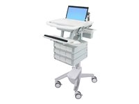 Ergotron - Chariot - architecture ouverte - pour ordinateur portable/équipement PC - médical - plastique, aluminium, acier zingué - gris, blanc, aluminium poli - Taille d'écran : largeur 17,3 pouces