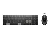 HP 725 - Ensemble clavier et souris - multi-appareils, rechargeable, alimenté par SuperCapacitor - full size - sans fil - Bluetooth, 2.4 GHz - QWERTZ - Suisse - noir tombée de nuit - Smart Buy