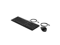 HP 225 - Ensemble clavier et souris - ambidextre, disposition en 3 zones, course de touche standard - 100% - full size - USB - AZERTY - Belge - noir