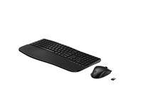 HP 680 Comfort - Ensemble clavier et souris - bi-mode, agencement à 3 zones, multi-appareils, 23 touches programmables, détection automatique du système d'exploitation, déplacement des touches à profil bas - full size - sans fil - Bluetooth, 2.4 GHz - AZERTY - Belge - noir