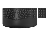 HP 960 - Ensemble clavier et pavé numérique - taille compacte, disposition à 2 zones, pavé numérique séparé, déplacement des touches à profil bas, multi-dispositifs - sans fil - Bluetooth - AZERTY - Belge - noir