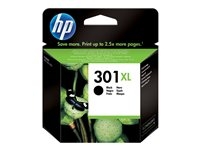 HP 301XL - 8 ml - à rendement élevé - noir - original - cartouche d'encre - pour Deskjet 1050A J410, 1051A J410, 10XX, 10XX J410, 15XX, 2000, 2050 J510, 2050A J510, 2054A J510, 25XX, 3000, 3050 J610, 3050A J611, 3052A J611, 3054A J611, 3055A J611, 3057A J611, 3059A J611, 3510; Envy 450X, 553X; Officejet 26XX, 46XX