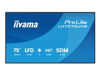 iiyama ProLite LH7575UHS-B2AG - Classe de diagonale 75" (74.5" visualisable) écran LCD rétro-éclairé par LED - signalisation numérique - avec lecteur multimédia intégré, SDM Slot PC - 4K UHD (2160p) 3840 x 2160 - noir (cadre), finition matte